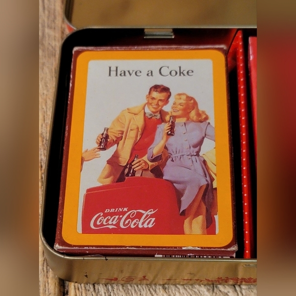 2 Decks 1995 COCA-COLA CHRISTMAS NOSTALGIA PLAYING CARDS IN COLLECTABLE TIN - Picture 7 of 12